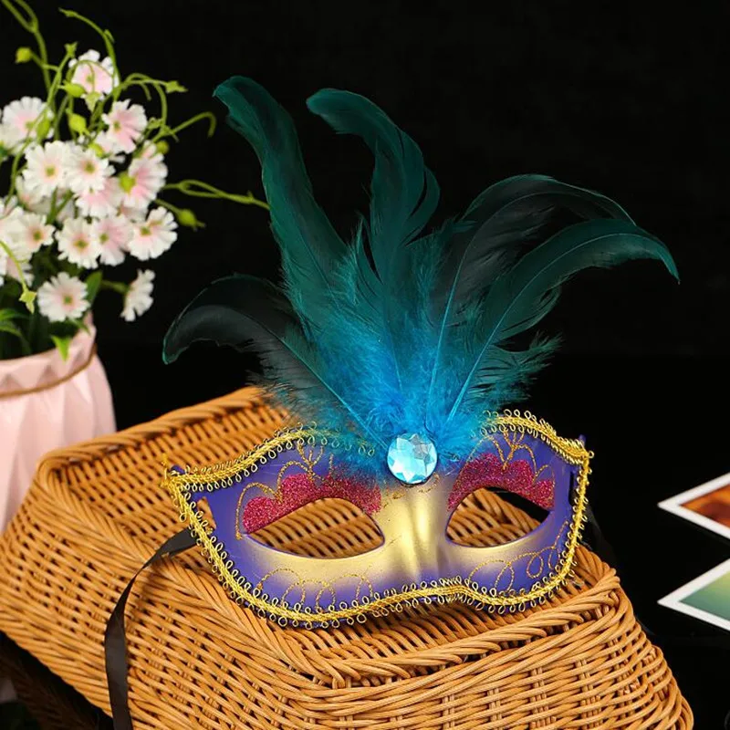 Painting Feather Mask Women Lady Bar KTV Nightclub Disco Ball Masks Masquerade Party Halloween Christmas|Аксессуары для