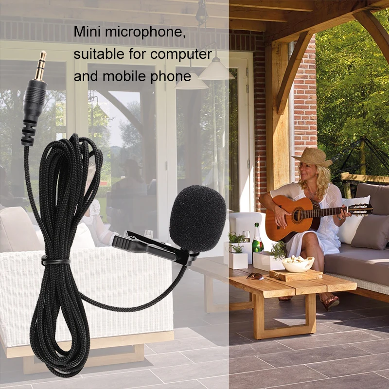 Hangrui Mini 3,5 мм разъем микрофон-петличка с зажимом для галстука микрофоны микрофонный микрофон для говорящих лекций 2,4 м кабель микрофон