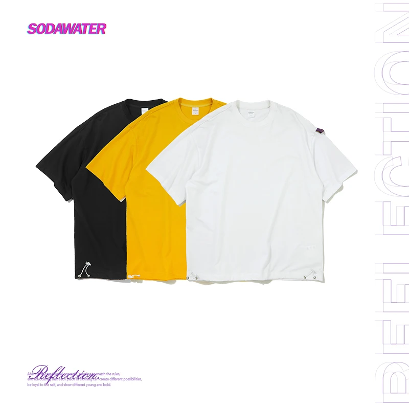 SOWAWATER девушка Drawstring футболка сплошной цвет Топ тройник размера плюс друзей 2019 Ins