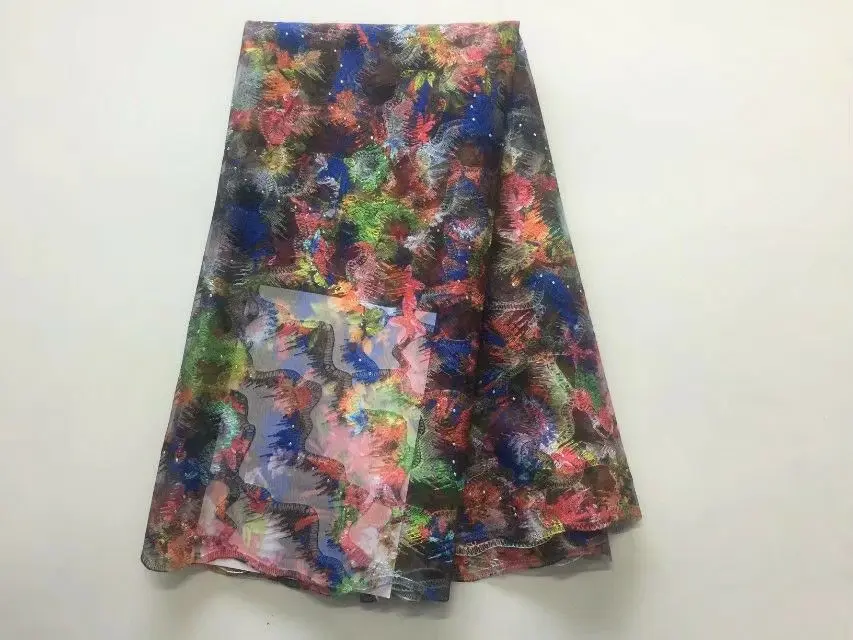 5 ярдов/шт. Красивая красочная французская сетчатая кружевная ткань с вышивкой