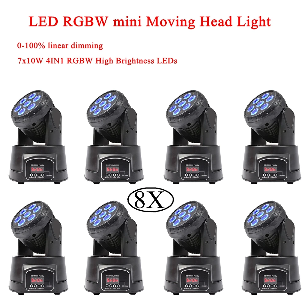 Напольная цена 8 шт./лот 7X10W LED RGBW 4в1 движущаяся головка сценический свет DMX512