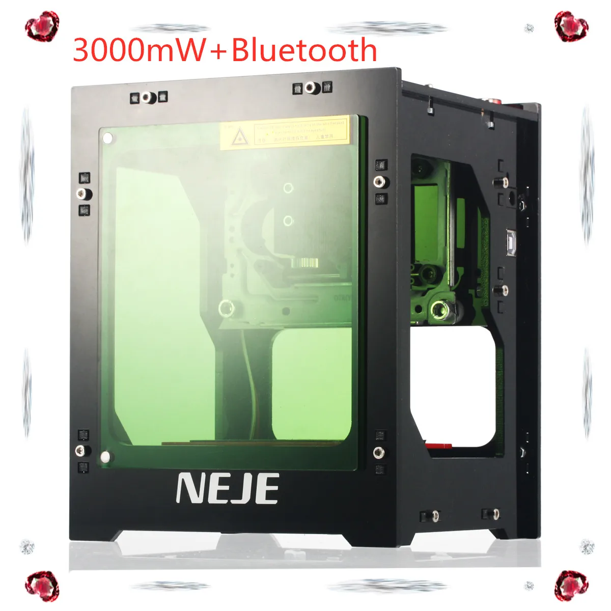 NEJE DK-BL 445nm 1500/3000 мВт Высокая мощность DIY мини ЧПУ bluetooth лазерный гравер маршрутизатор машина для гравировки глубины - Цвет: 3000mW