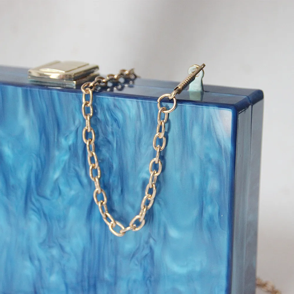 Новый модный аксессуар Женская милая сумка акриловая синяя однотонная вечерняя