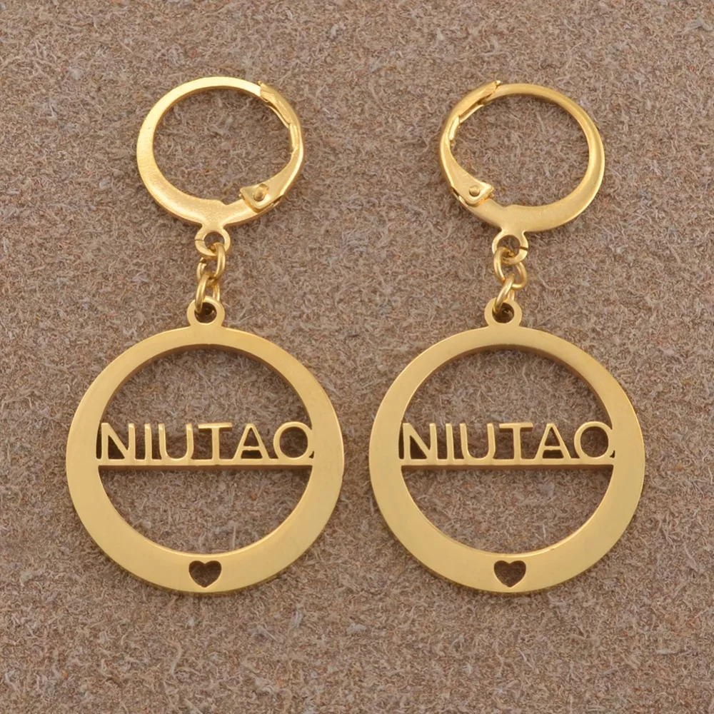 

Anniyo NIUTAO Island Earrings for Women Girls Gold Color Stainless Steel Heart Jewelry Gifts #039521