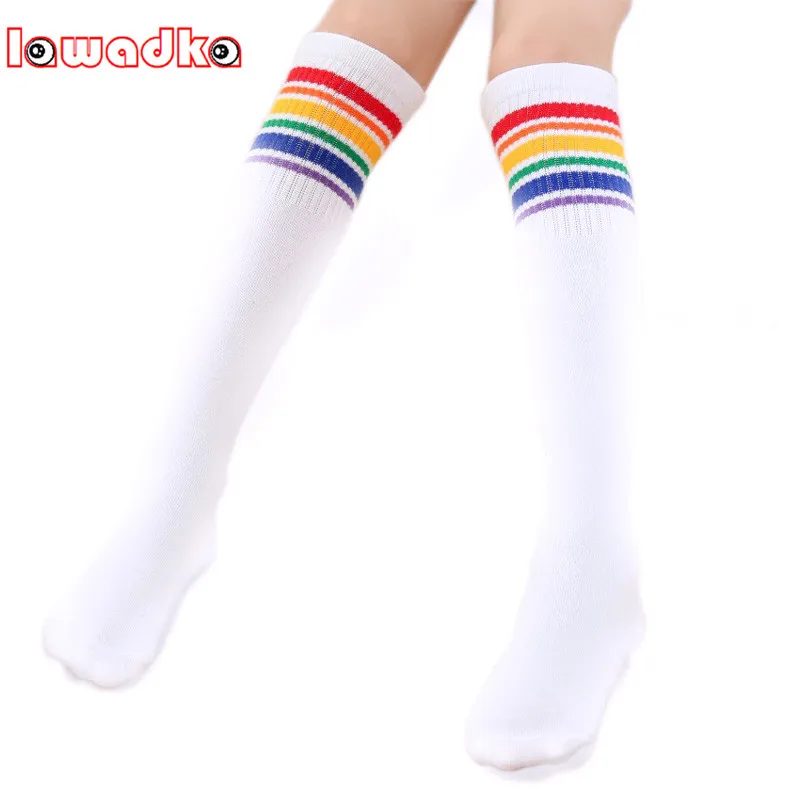 

Lawadka Rainbow Kid Sport Girls Boys Socks Children's Knee High Boys Socks Kids Leg Warmers Cotton Students Style