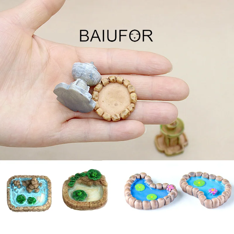 Полимерные миниатюры BAIUFOR мини бассейн и пруд лотоса модель Сказочный садовый