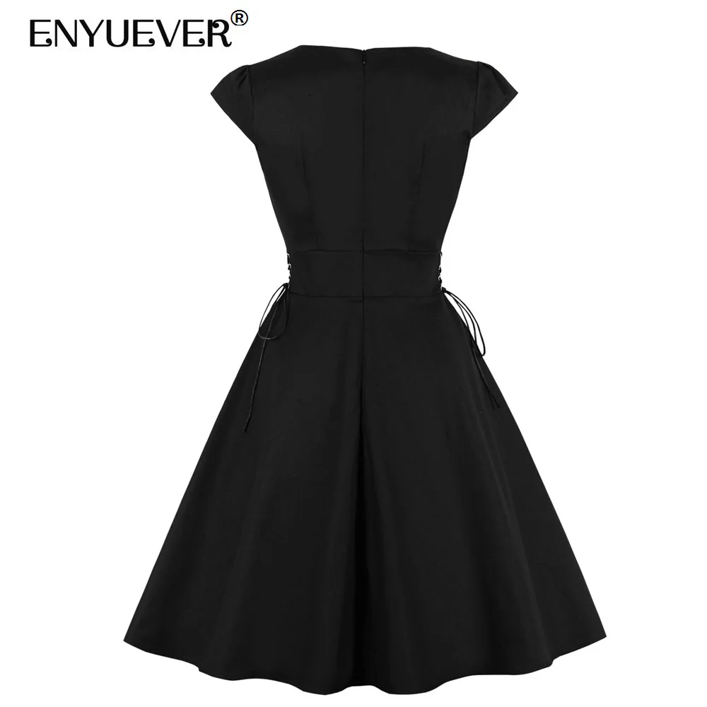 Enyuever стимпанк готическое Платье женское кружевное корсет Vestido Повседневная
