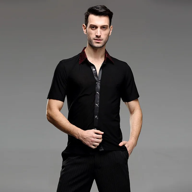 8 узоров мужские рубашки для латинских танцев Мужская одежда бальных костюмы