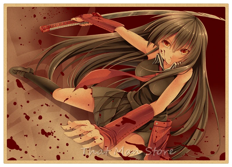Akame ga KILL! Настенные наклейки Night Raid Tatsumi Mine Leone Sheele Bulat плакат из крафт бумаги