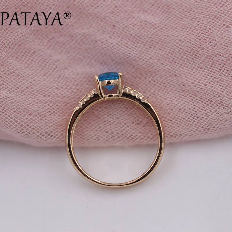 PATAYA, Новое поступление, AAA, овальный, синий, природный Цирконий, кольца для женщин, свадьба, вечеринка, изысканная резьба, ювелирное изделие, 585, розовое золото, полое кольцо