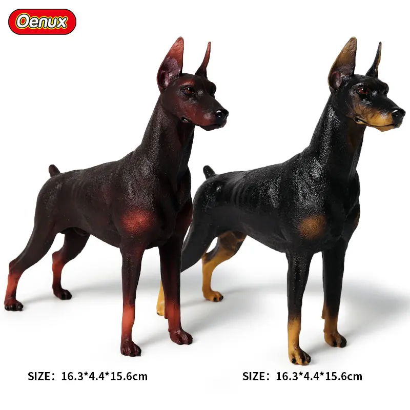 2pcs Oenux, Классическая фигурка животного, собака, бультерьер, доберман, пиншер, модель, милые фигурки домашних животных, ПВХ, коллекция игрушек для детей, подарок - Цвет: 2pcs