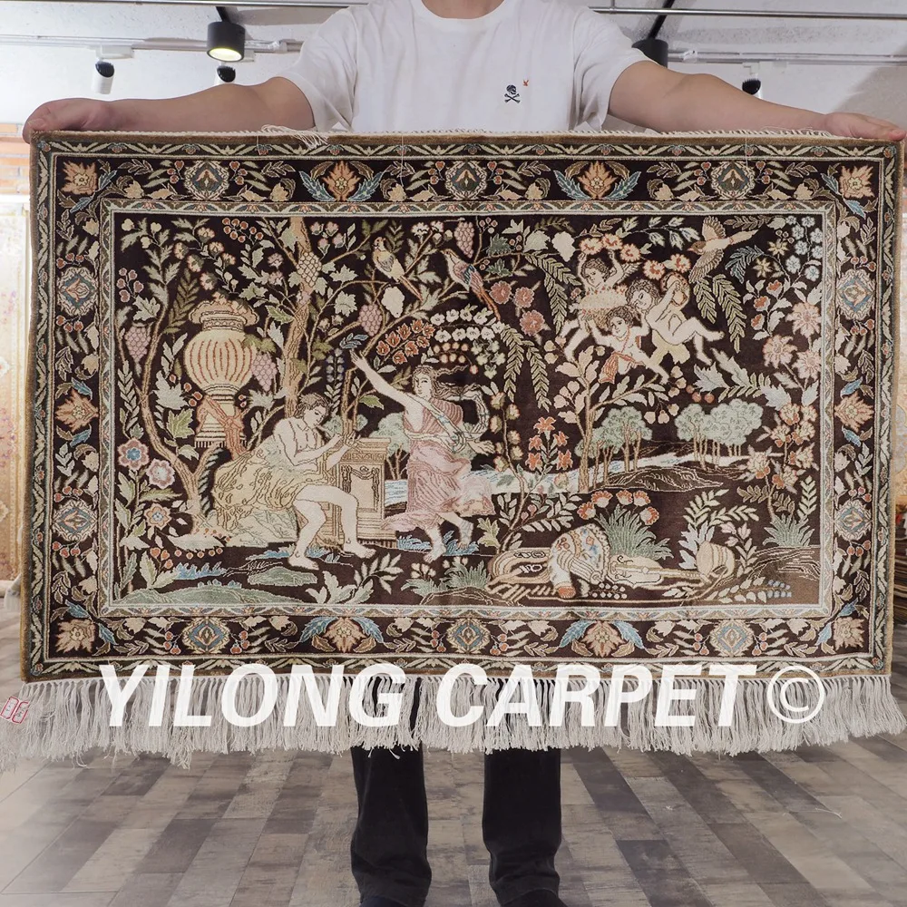 Yilong 2 'x 3' 400 линия персидский шелковый ковер классический Адам и ЭВА в саду