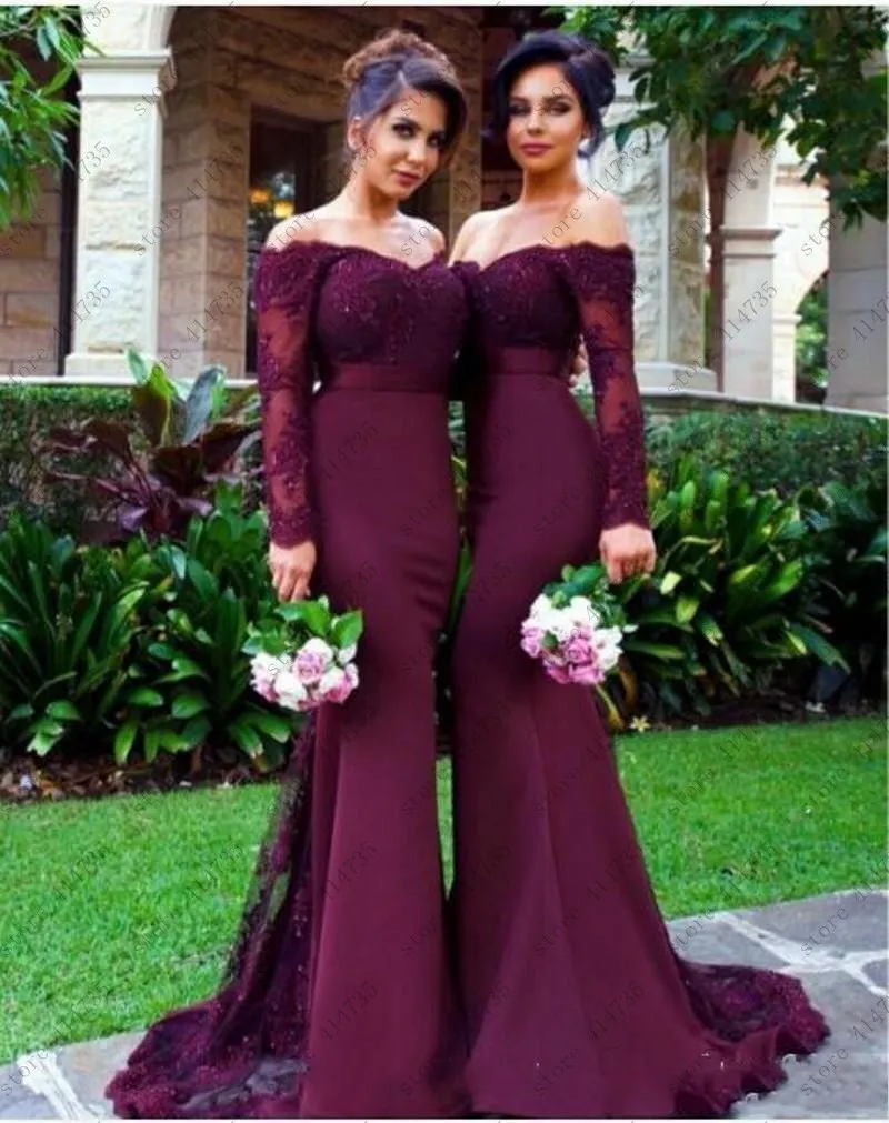 

Customized Wine bridesmaid dress long 2019 mint green bridesmaid dresses Trumpet abito lungo cerimonia donna 2-20W