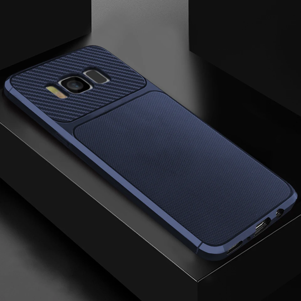Для Samsung Galaxy S8 плюс броня случае ТПУ углеродного волокна мягкая задняя S9 S10 S10E A6 A7 A8