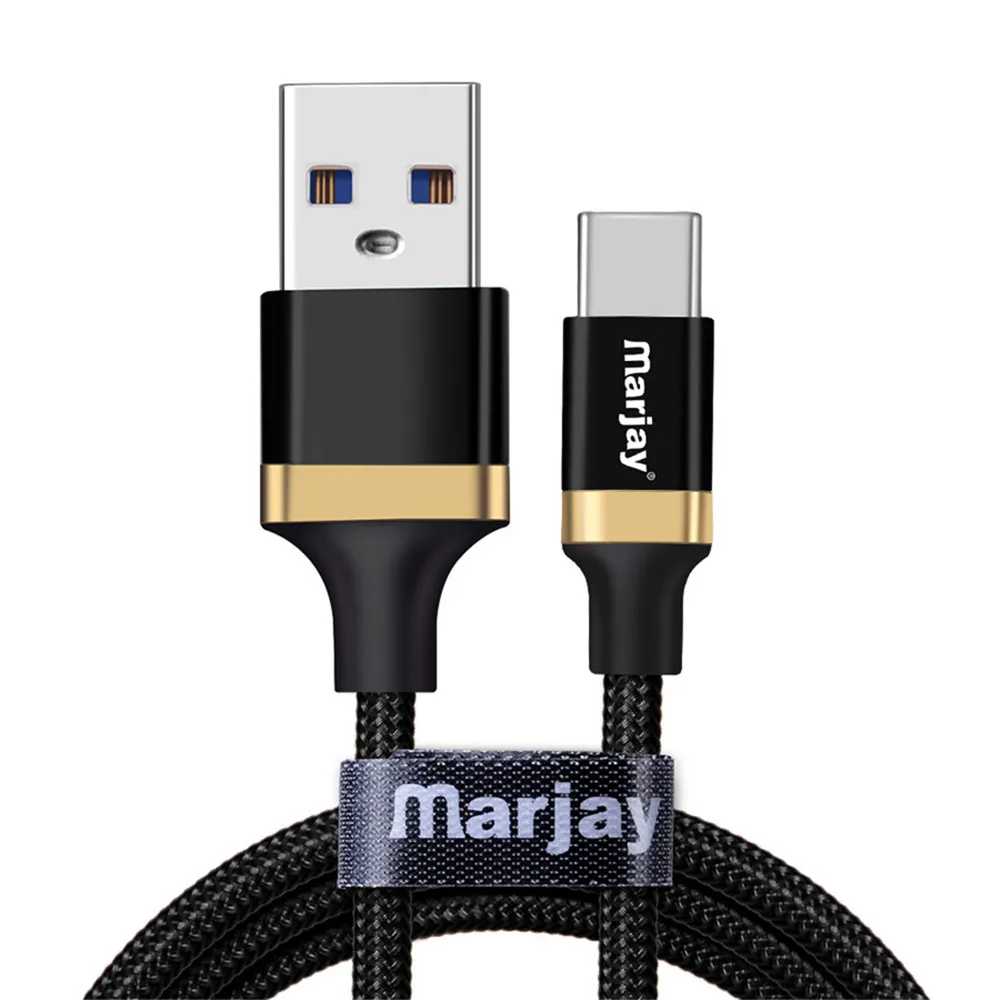 Marjay Тип usb C кабель для huawei P20 lite Quick Charge 3,0 Тип usb-C мобильный телефон кабели для Samsung S9 usb-кабель для Xiaomi - Цвет: Black for Type C