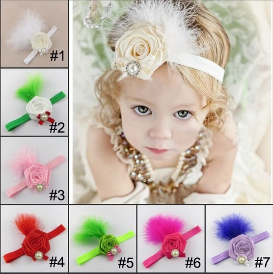 Free Shipping Fashion New Baby Infant Toddler Headband Flower Hair Band Headwear Gift diamante rose feather hair accessory | Детская