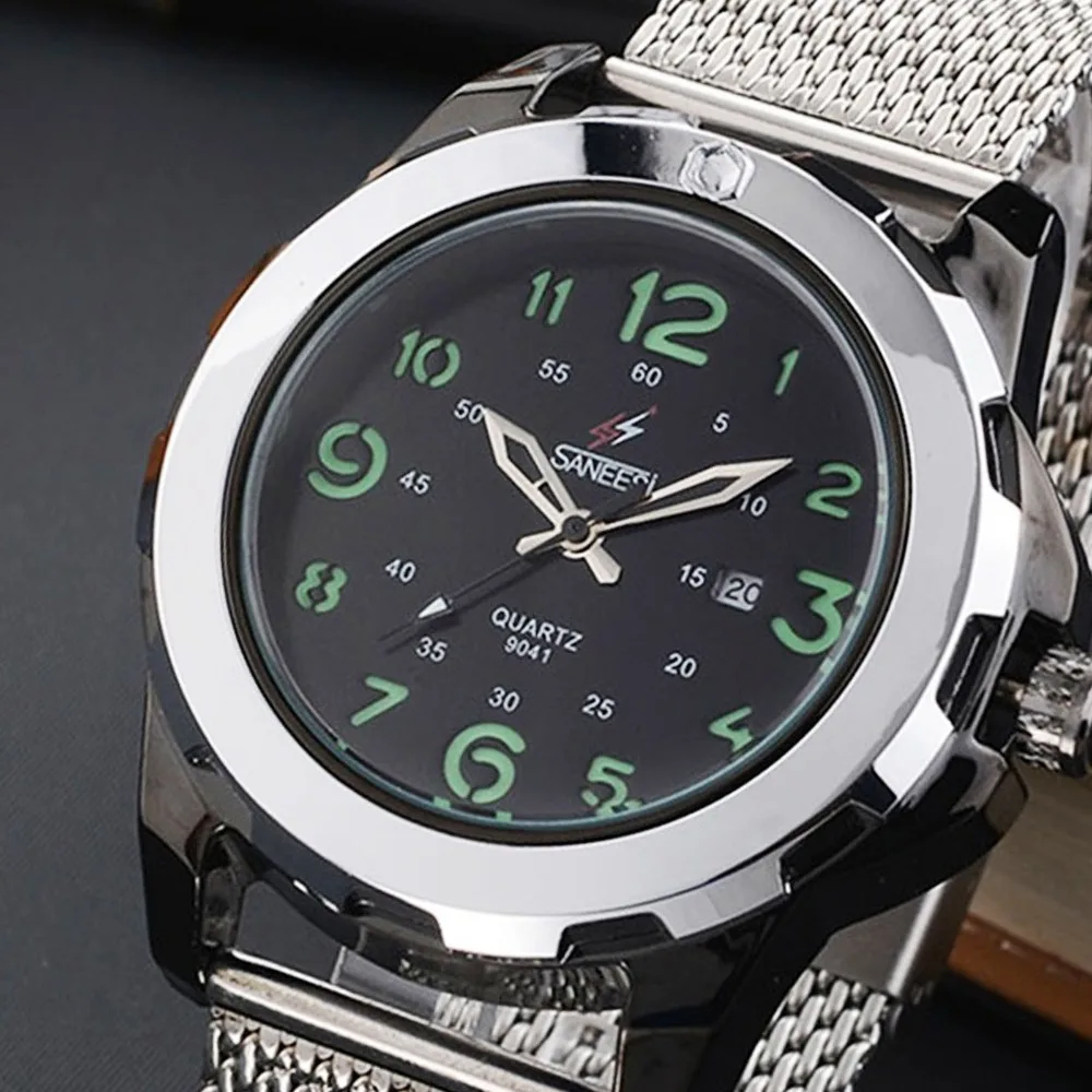 SANEESI Мужские кварцевые часы японский механизм 30 метров водонепроницаемые