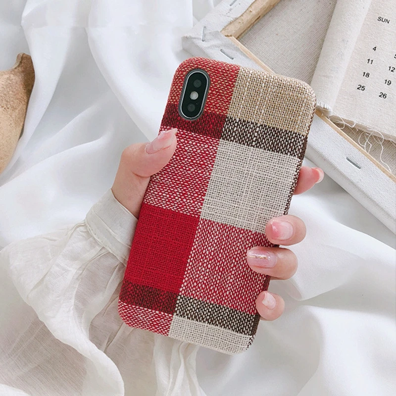 Модные Винтаж Красный волосатые плед Чехол для iPhone 7 8 плюс 6 6s X Xs Max Xr 10 Рождество