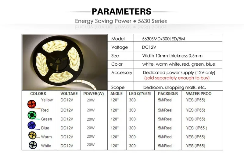 Светодиодная лента с usb-питанием 5630 5730 Водонепроницаемый Ip65 DC 12 В 300led 5 м белый/теплый белый красного, зеленого и синего цвета 3000 К 6500 к супер яркая светодиодная лента