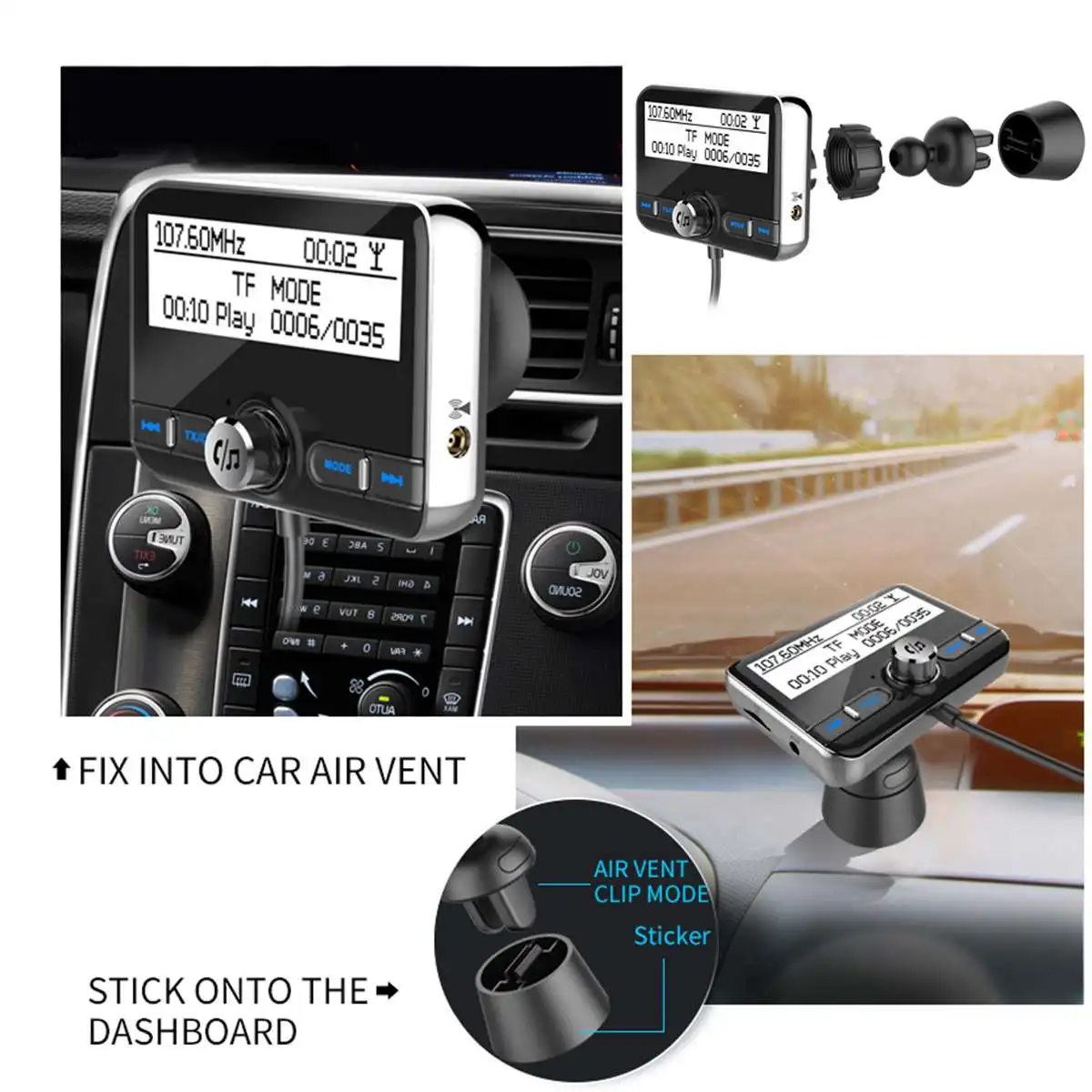 Автомобильный DAB радио приемник тюнер USB адаптер bluetooth передатчик TF/AUX антенна ЖК
