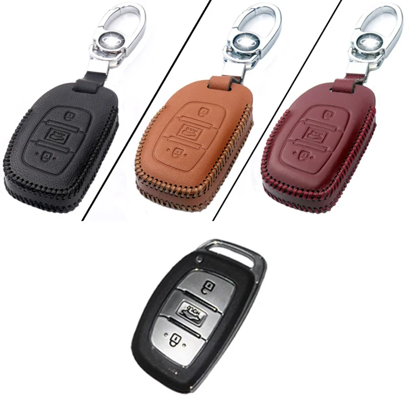 Совершенно новый кожаный чехол для ключей с 3 кнопками Hyundai Series C Type|leather key fob holder|key