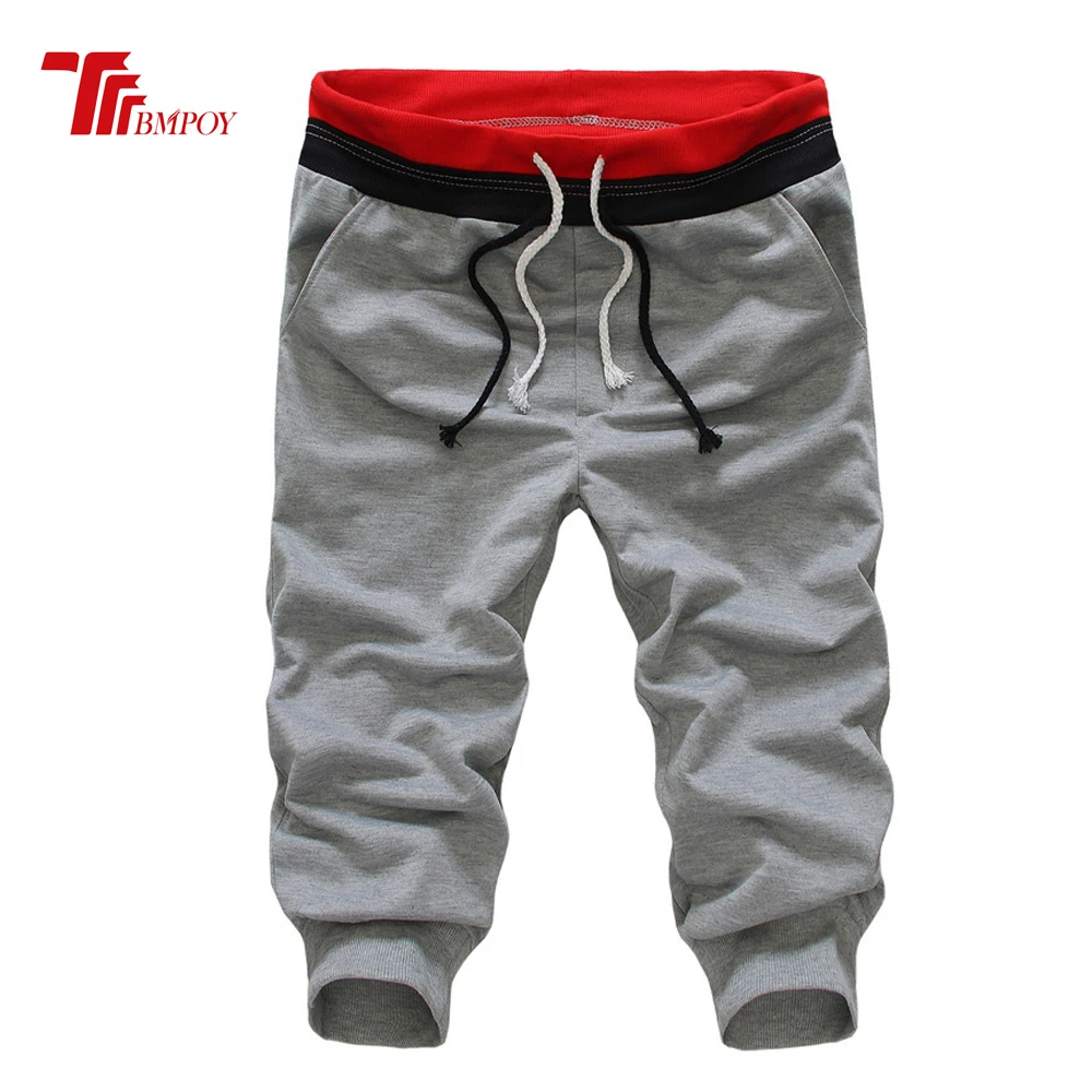 

New Style Sweatpants Thin Casual Pants Elastic Waist Cropped Trousers Drop Pants Men Joggers workout Short Pants K304