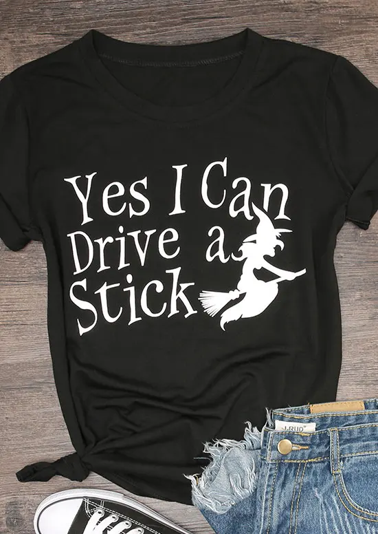 

Yes I Can Drive A Stick T-Shirt funny graphic slogan tees 90s women fashion tops grunge aesthetic camisetas tumblr goth t shirt