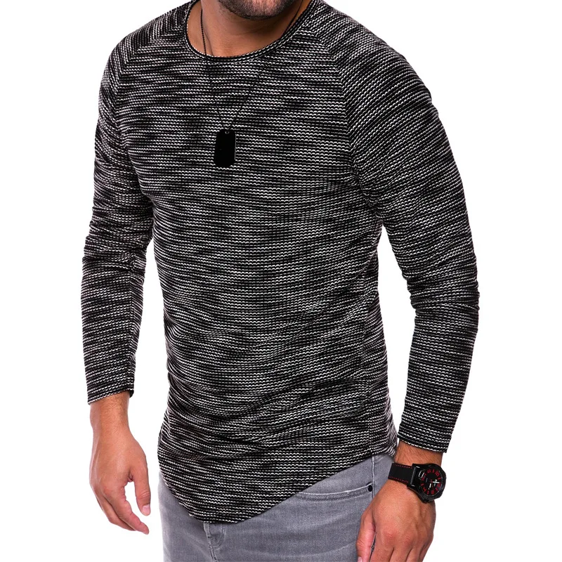 Новое поступление Мужские приталенные полосатые строгие футболки с изгибочным
