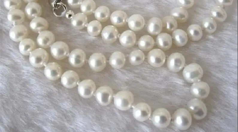Ожерелье и серьги с натуральным белым жемчугом 30 дюймов 8 9 мм|necklace earring set|earrings