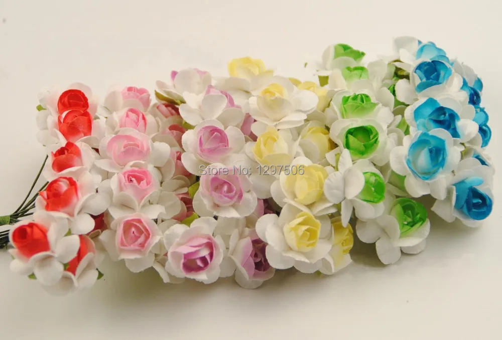 

1.5CM handmade artificial mulberry paper mini roses bouquet,diy craft scrapbooking accessories,garland hair,decoration for party