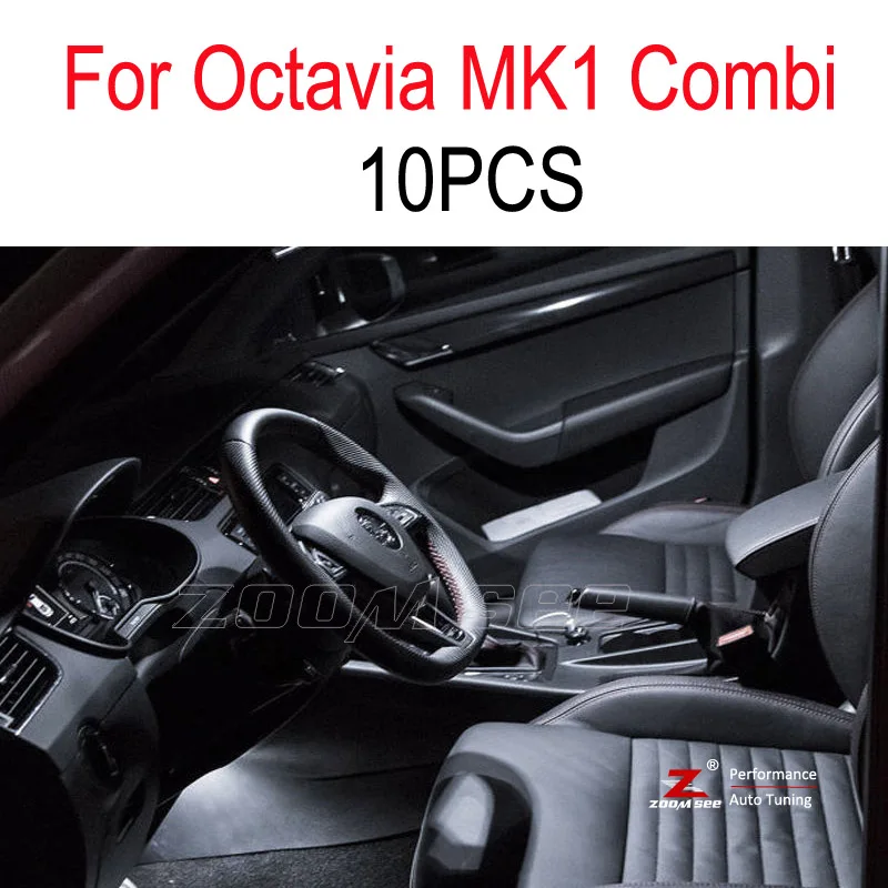 MK1 Combi - 10PCS Идеальные белые светодиодные с Canbus лампы Интерьер Купол Карта огни лампы Комплект для шкода Октавия 1 2 3 MK1 MK2 MK3 седан Combi(1996 - Испускаемый цвет: MK1 Combi - 10PCS