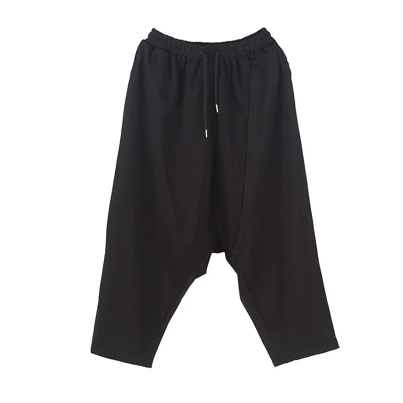 

Men Loose Casual Wide Leg Pants Streetwear Hip Hop Punk Gothic Harem Trousers Male Japanese Harajuku Dark Black Cross Pants
