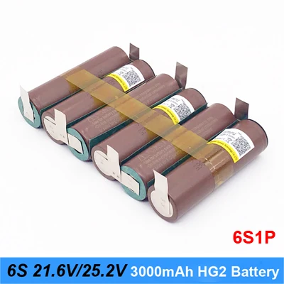 6S1P HG2 3000mah Аккумулятор 18650 hg2 3000 мАч 20 Ампер 12,6 в до 25,2 в отвертка батарея сварная пайка полоса 3S 4S 5S 6S батарейный блок(по индивидуальному заказу - Цвет: 6S1P HG2 3000mah