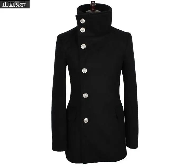 

S-6XL/Лидер продаж/весна для мужчин новая модная длинная рубашка; Секции; Со стоячим воротником однобортный Тонкий шерстяное пальто