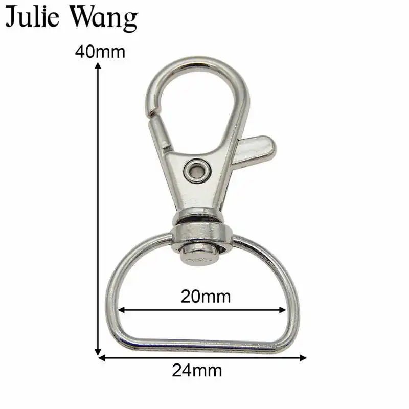 20mm Julie Wang, 10 шт., поворотный брелок для ключей с омарами, брелок для ключей, застежка, зажимы, крюк, рюкзак, сумка, триггер, пряжка, аксессуары для изготовления ювелирных изделий - Цвет: 20mm