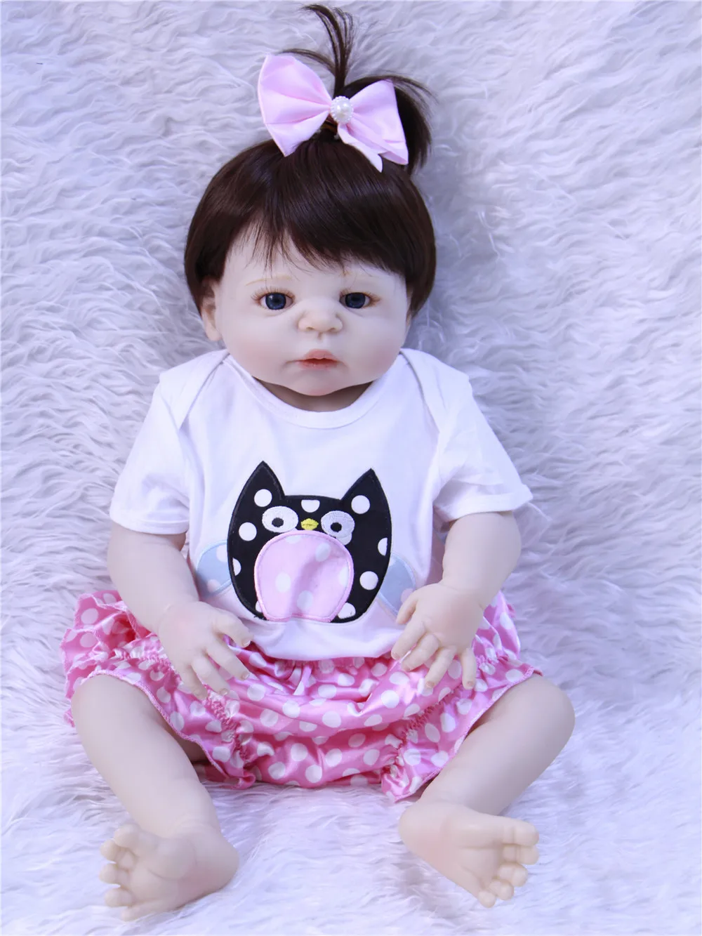 

Reborn full silicone baby girl dolls 22inch bebe realisitc reborn bonecas can bathe play house toy dolls gift BJD princess doll