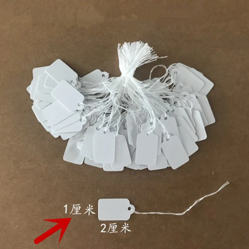 

1*2cm Mini White Blank Paper Tags with Cotton Rope Price Tag Packaging Tags For Small Gift Handmade Labels Jewelry Hang Tags