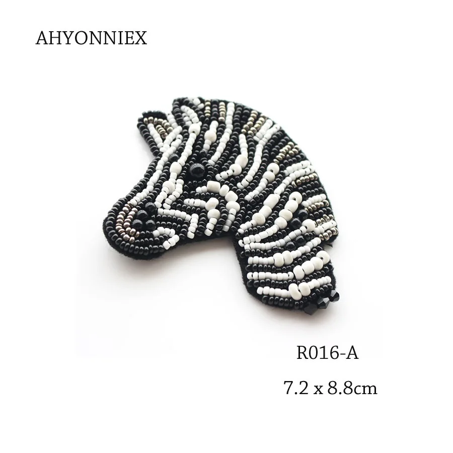 R016-A AHYONNIEX вышитая бисером кисточка медузы Зебра нашивка в виде ракушки вышитая аппликация DIY Футболка пальто свитер пришить на сумку украшения Патчи - Цвет: R016-A