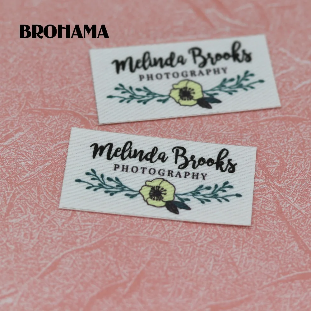 

80 pieces Custom logo labels, Name iron on label, Custom Clothing tags, Organic Cotton Labels
