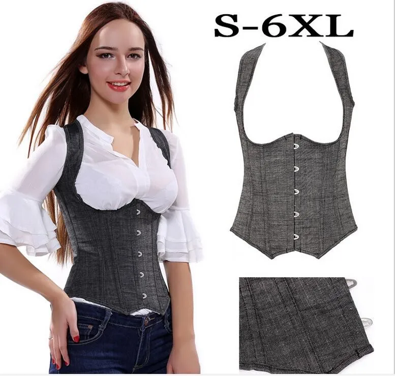 Черный Холтер женские джинсы подгрудные корсеты и бюстье S, M, L, XL, 2XL, 3XL, 4XL, 5XL, 6XL