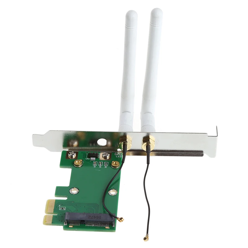 Беспроводной Wi Fi сетевой карты Mini PCI E для 1X Desktop адаптер + 2 антенн|Компьютерные