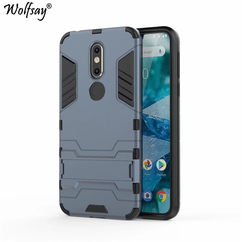 Wolfsay Cover For Nokia 7.1 Case Slim PC + Soft Rubber Armor Phone Fundas for TA-1085 TA-1100 |