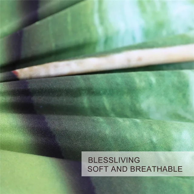BlessLiving Bamboo Bedding Set Green Vitality Duvet Cover Set 3-Piece 3D Print Plant Bedlinen Nature Inspired Bedspreads Queen 2