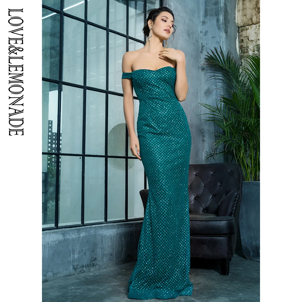Love &amp Lemonade сексуальное платье с открытым задним клеем из бусин длинное LM81343-2GREEN |