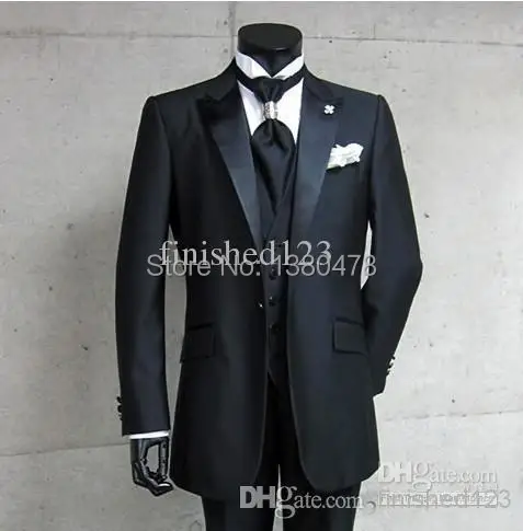 2014 - настоящее фото одна кнопка черный жених смокинги пик атласная лучший мужчина
