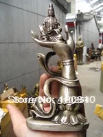 Редкий 15 см Серебряный Будда на лотоса статуи руки | Дом и сад