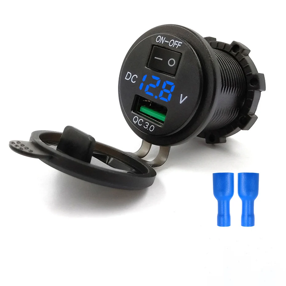 blue QC3.0 автомобильное зарядное устройство универсальное USB Автомобильное зарядное устройство для iphone samsung Xiaomi автомобильное зарядное устройство для телефона с автономным переключателем - Название цвета: blue