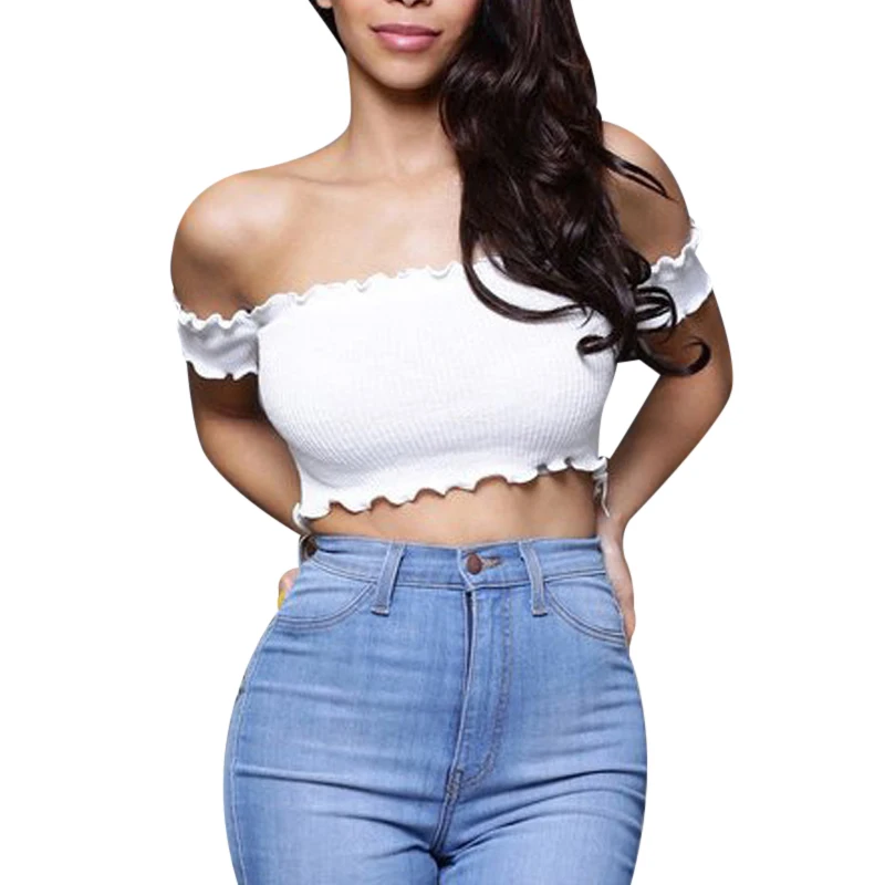 Новая женская футболка с открытыми плечами сексуальное бюстье для вечеринок