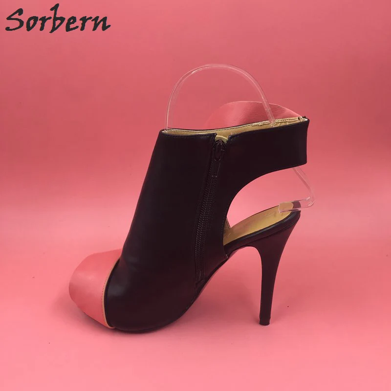 Sorbern/черные ботильоны из мягкой искусственной кожи с открытым носком женские