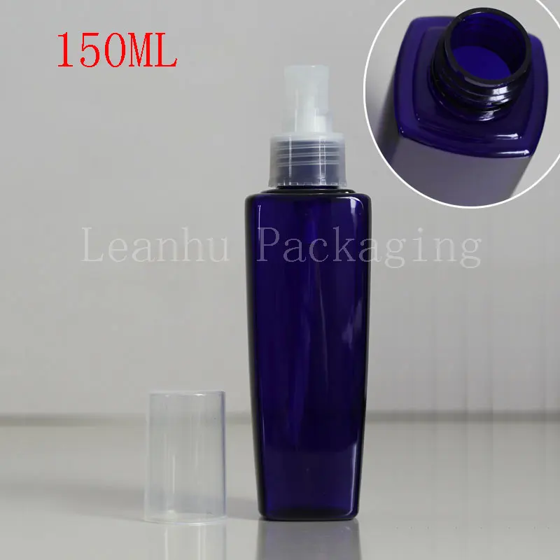 150ML Blue Square Plastic Bottle, 150CC Shampoo/Lotion/Toner Packaging Bottle, Empty Cosmetic Container, Makeup Sub-bottling